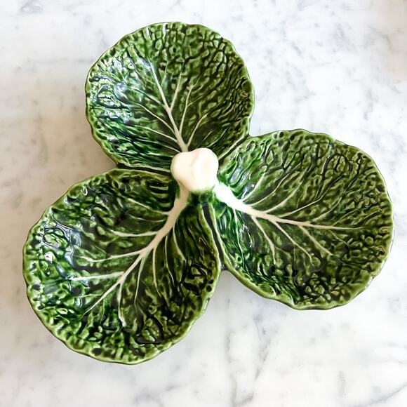 Olfaire Other - Large 12in Olfaire Three Leaf Cabbage Dish Nut Dish Tapas Serving Portugal